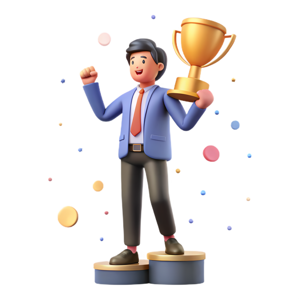 Cartoon Figure Winning Award png