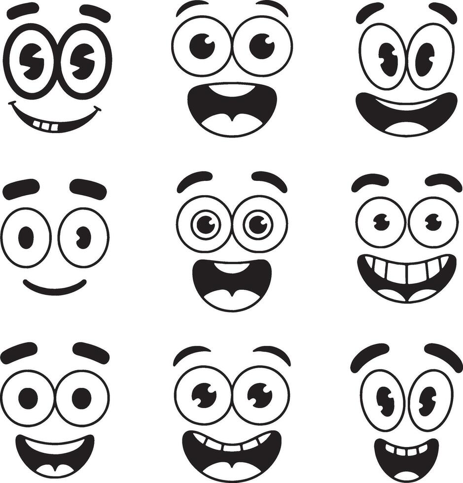 Amazing cartoon faces showing different emotions vector
