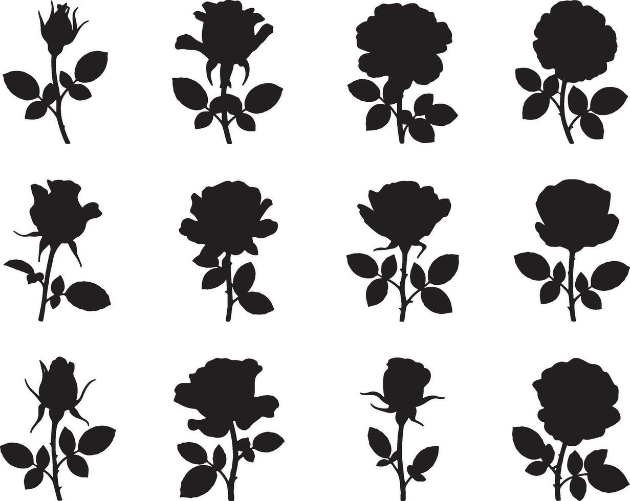 rose silhouettes illustration vector