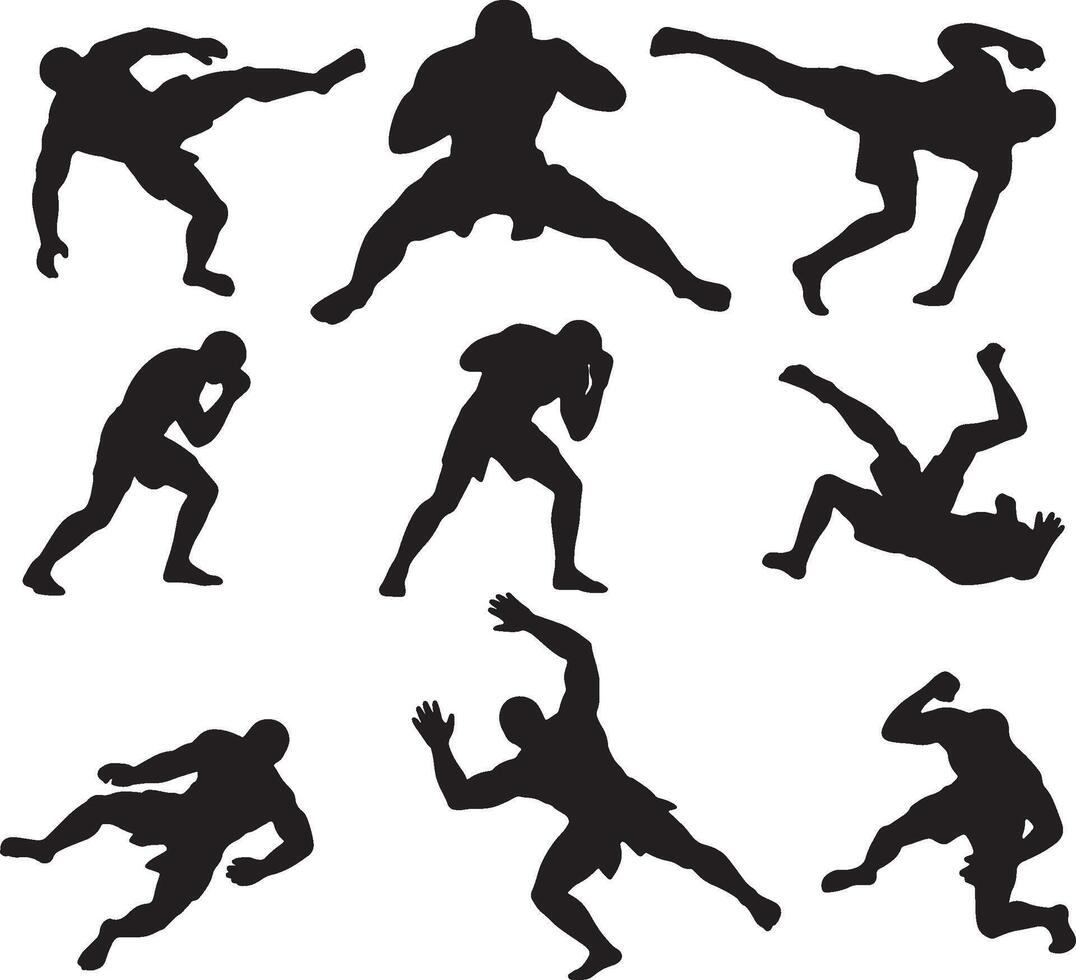 silhouettes of a man doing various poses vector