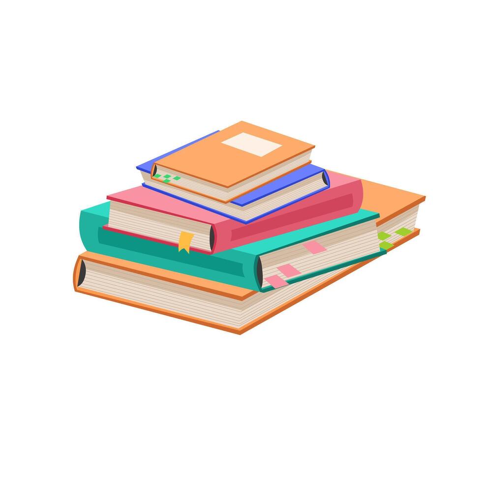 Messy stack of books. Materials for education, reading, literature, and scientific theme. vector