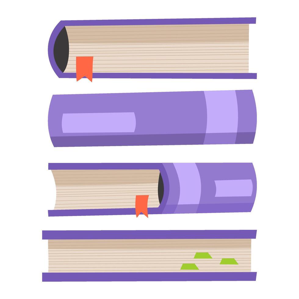 Hand drawn stack of books clipart isolated on white background. Various notebook position. Materials for education, reading, literature, and scientific theme. vector