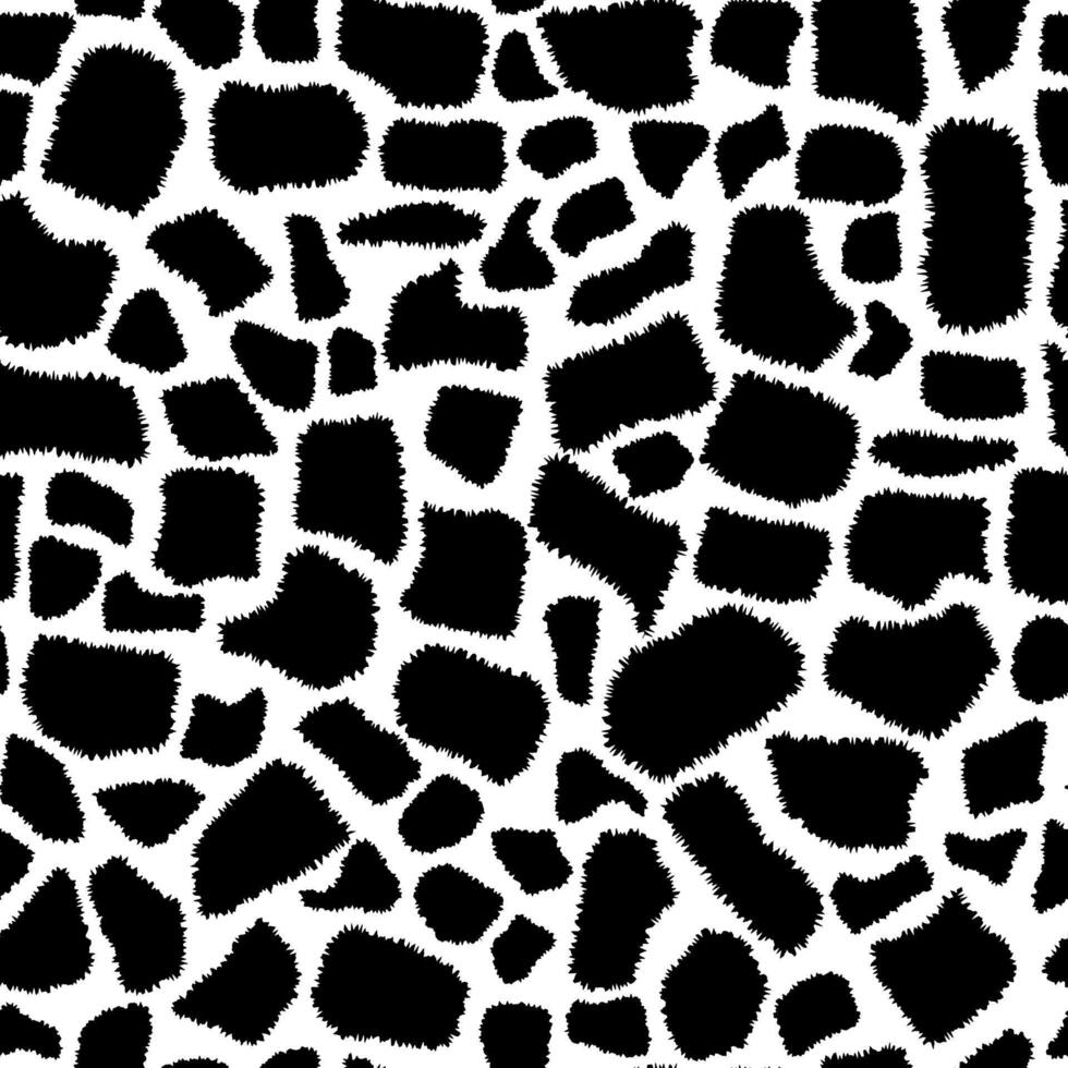 Seamless animalistic giraffe skin pattern. Fashionable black and white background. Hand drawn animal texture for print, textile, fabric, packaging. vector