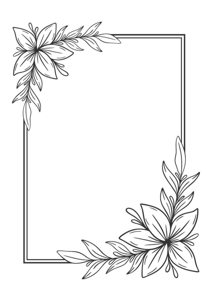 A square frame with flowers and leaves vector