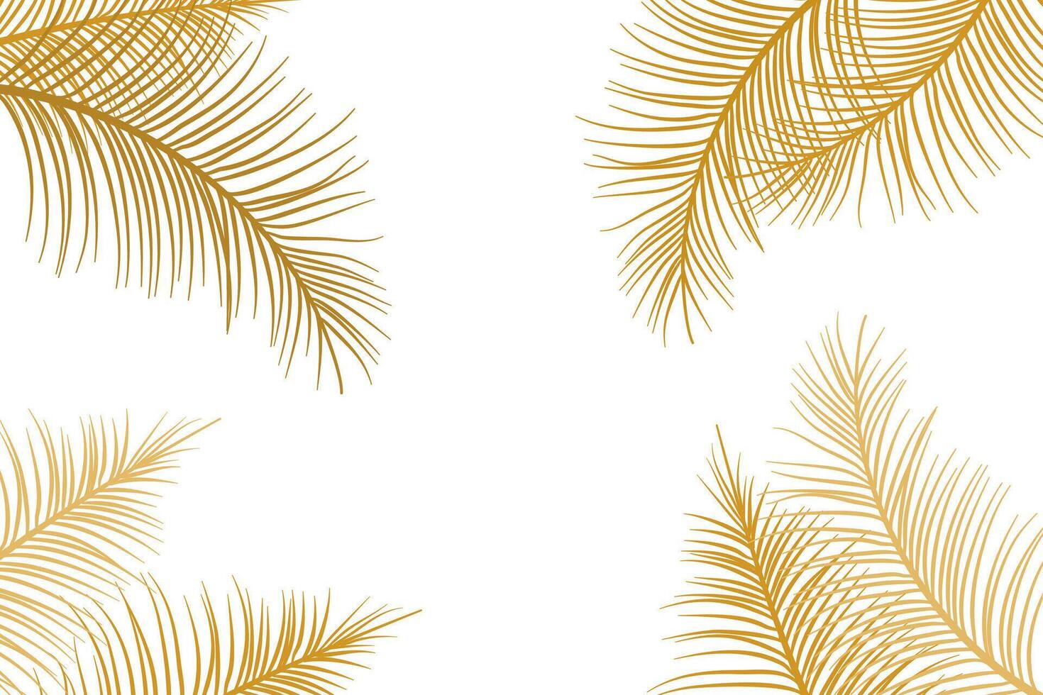 golden palm leaves frame background vector