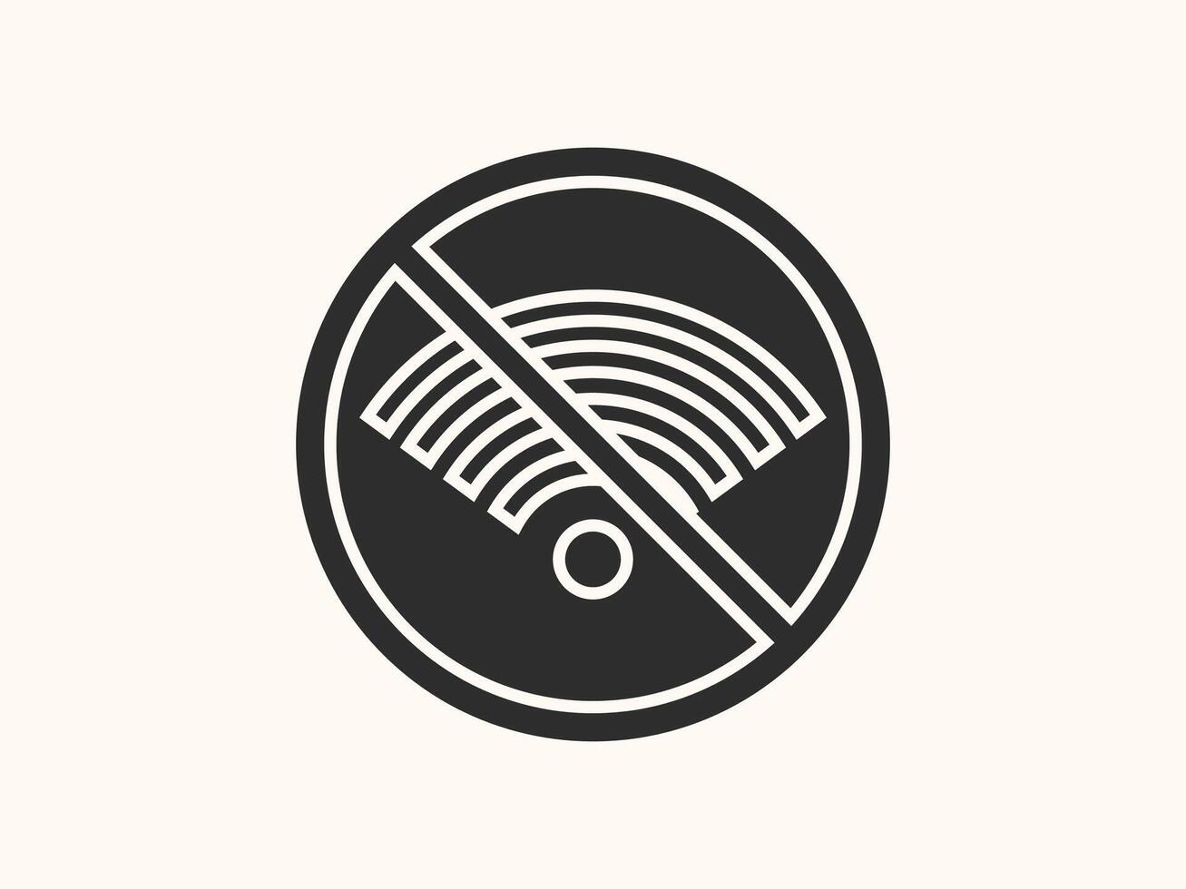 no WiFi icon featuring a crossed-out wireless signal vector