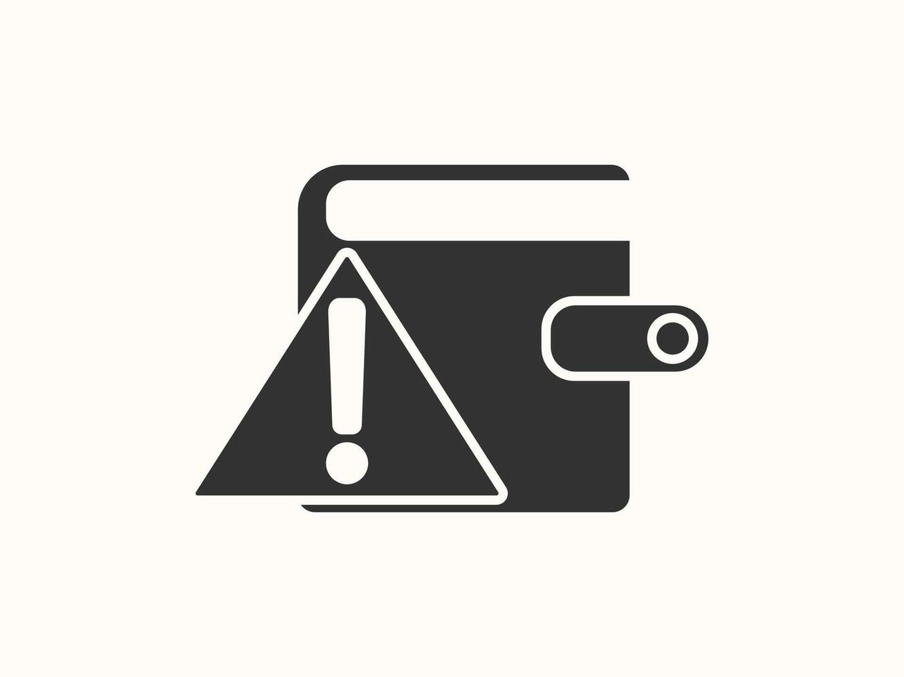 Warning wallet icon in flat style vector