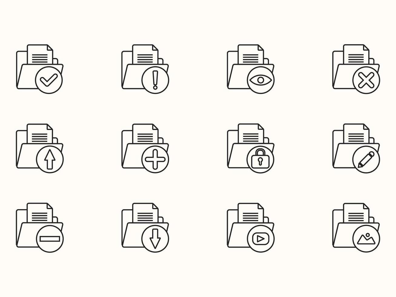 Files icon set in clean outline style design vector