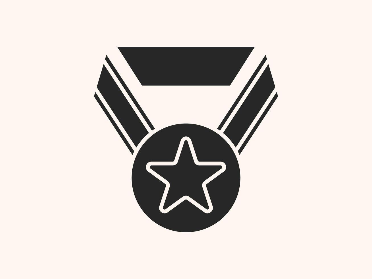 medal icon featuring a round badge with a ribbon and star vector
