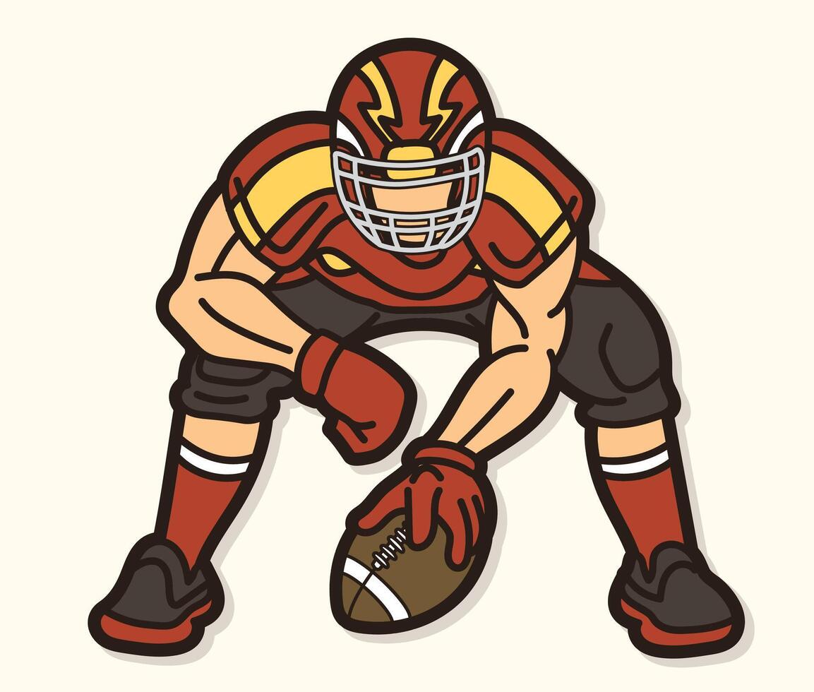 American Football Player Ready to Fight Cartoon Sport Graphic vector