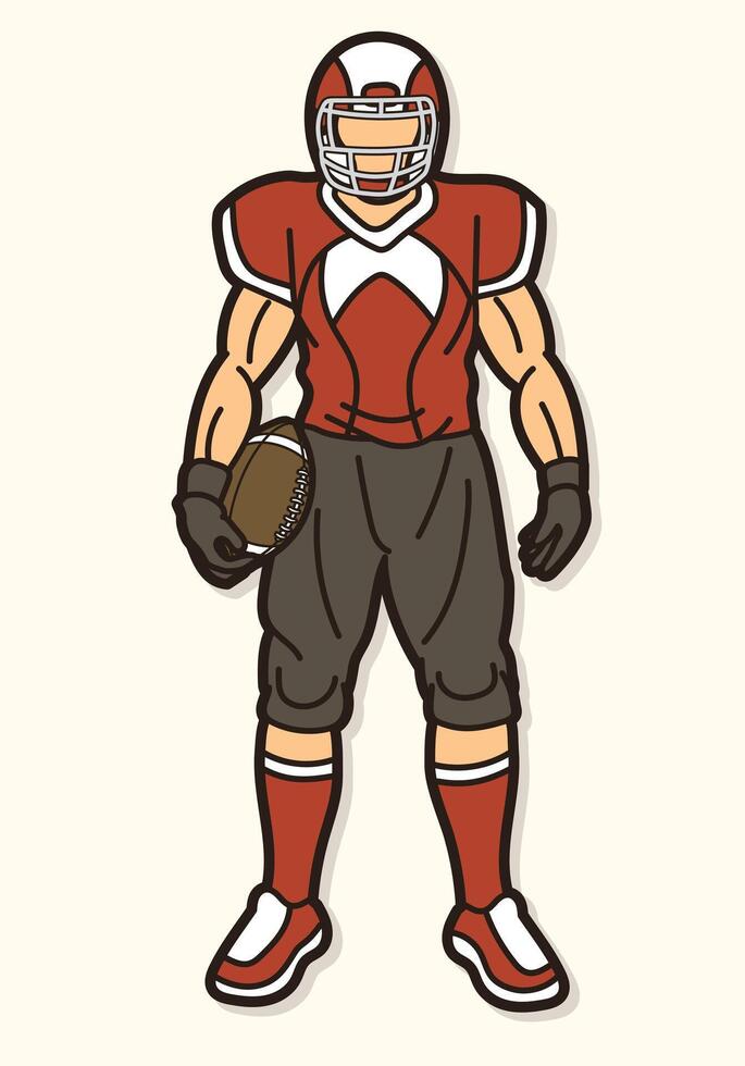 American Football Player Standing Cartoon Sport Graphic vector