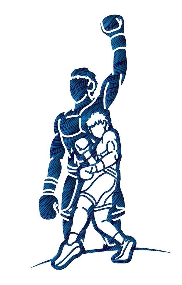 Group of Boxer Mix Action Boxing Sport Cartoon vector