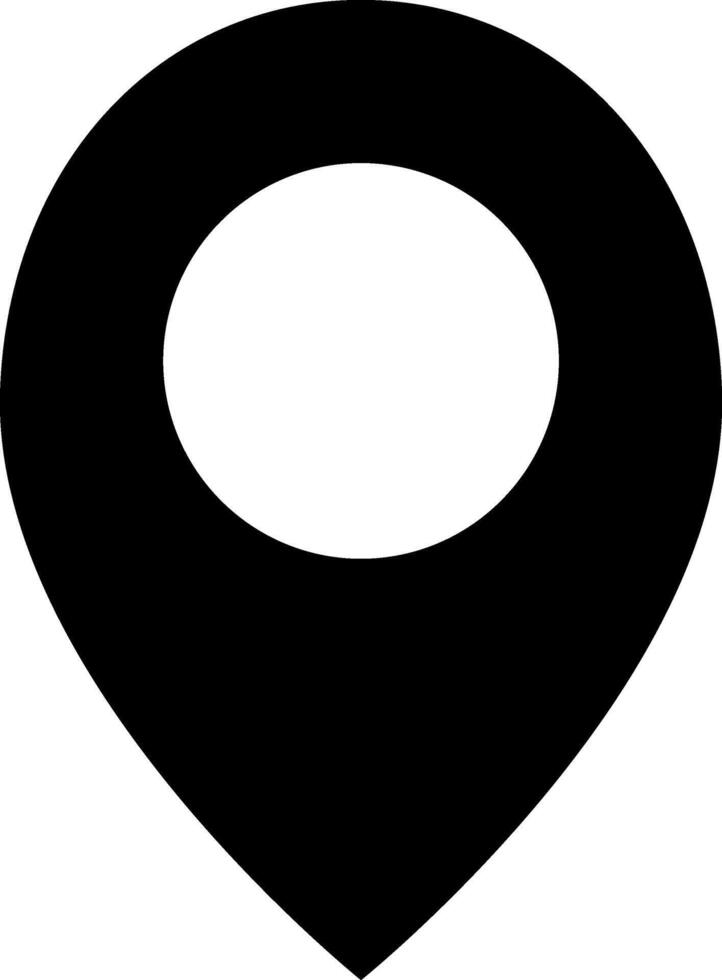 Map pointer black icon. GPS location stencil symbol vector