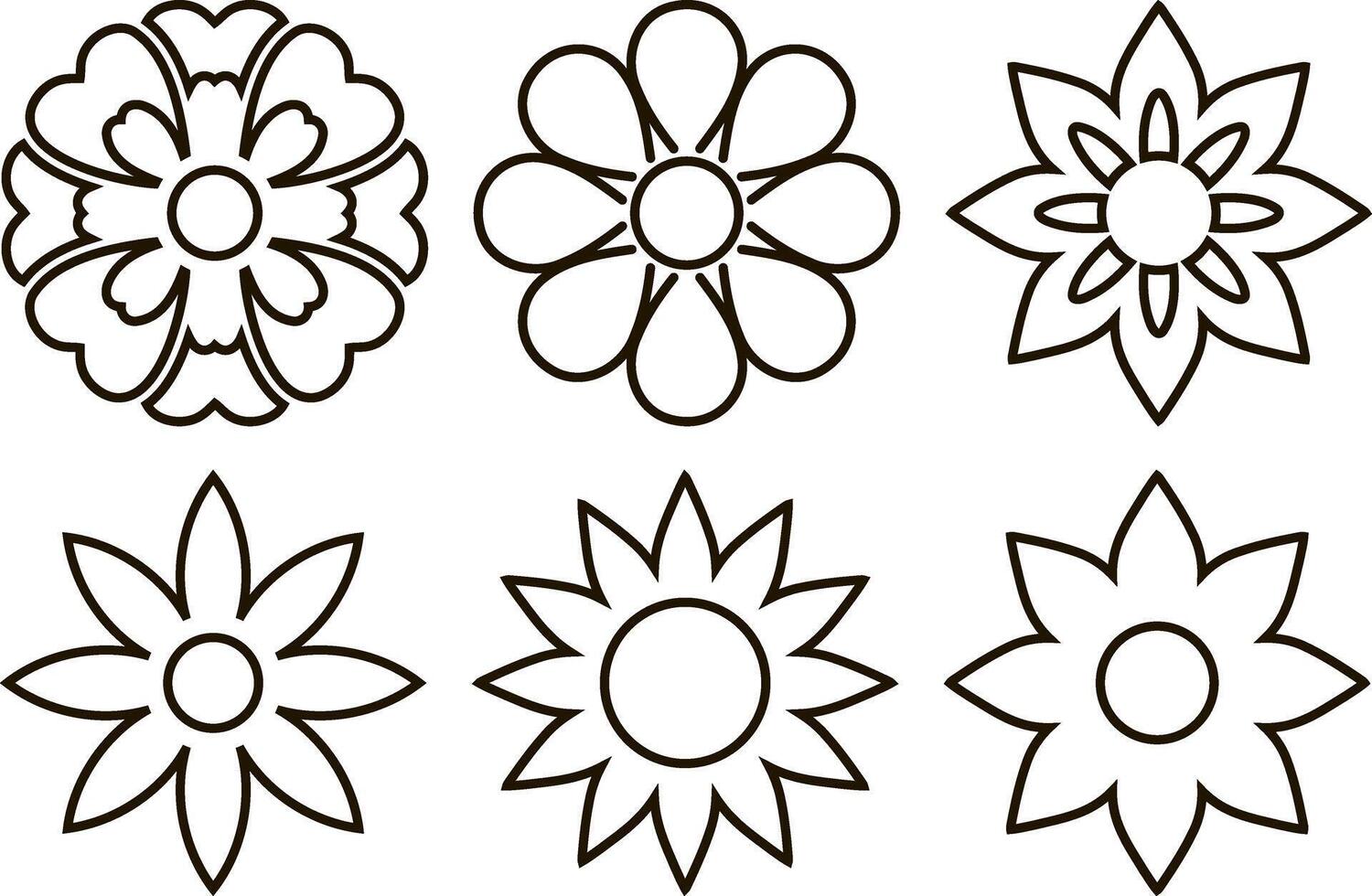 Outline flower set icon Cartoon sketch clipart collection vector