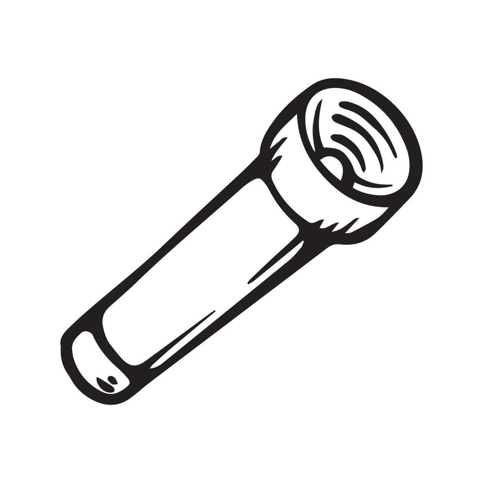 Hand drawn cartoon flashlight on a white background vector