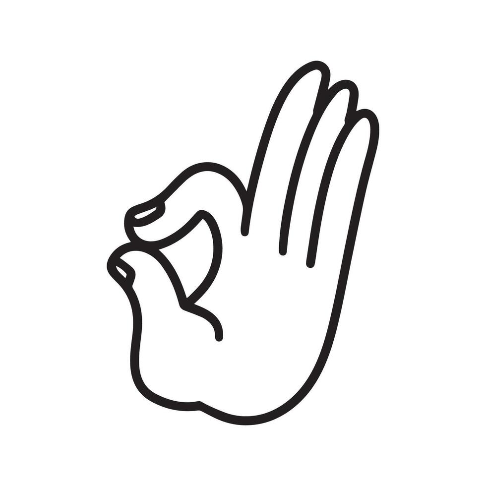 Hands isolated on a white background, Hand collection, outline illustration, finger ok vector