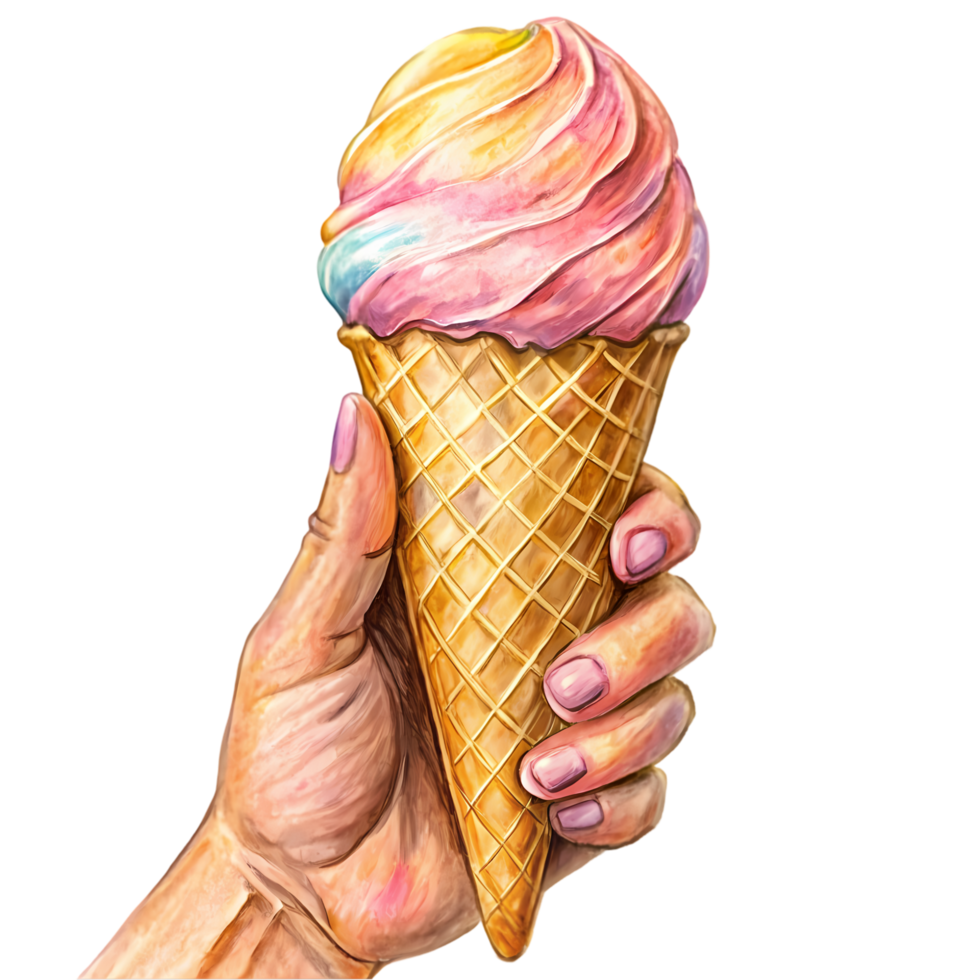 Cute Hand Holding Ice Cream Art png