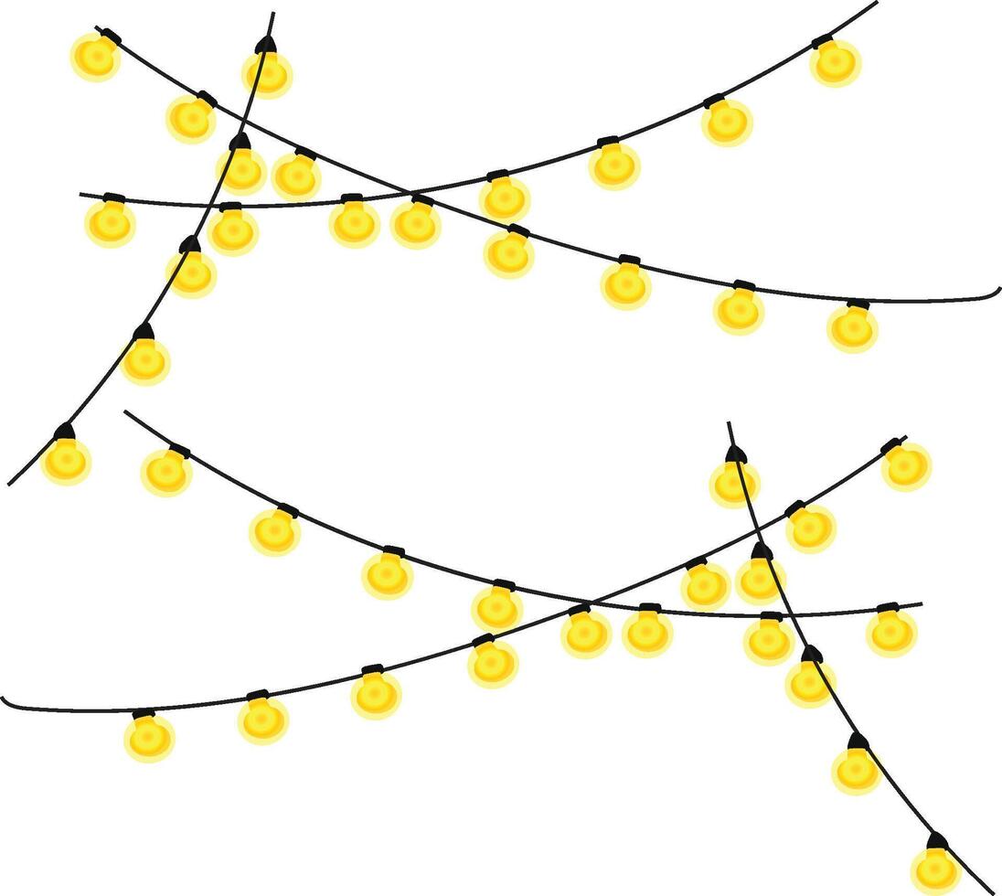 Light post with string neon effect small lamp hanging vector