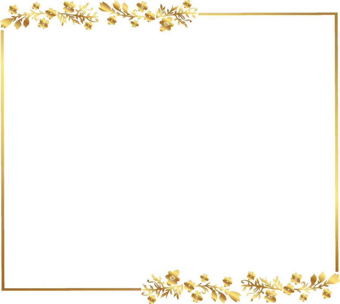 Gold frame with flowers and leaves on a white background vector