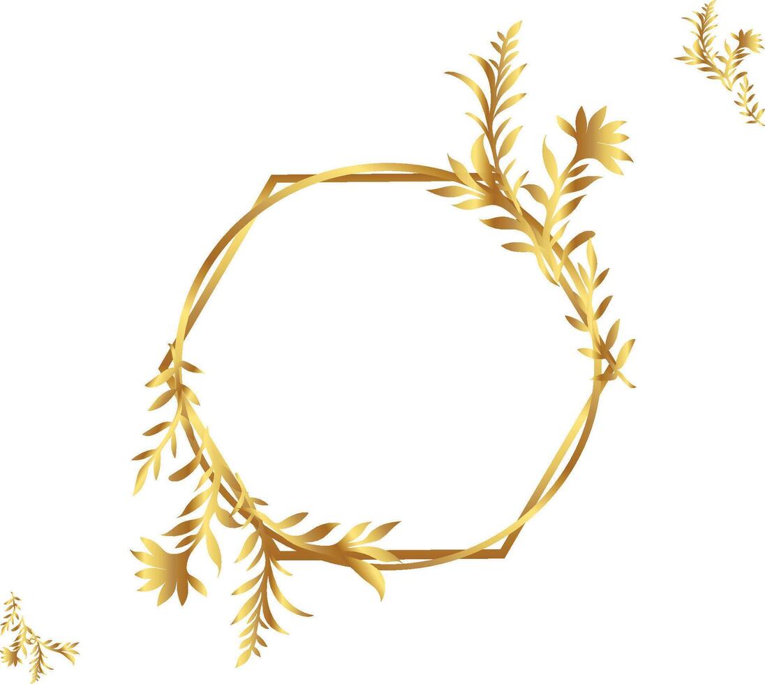 Golden frame with flowers and leaves on a white background vector