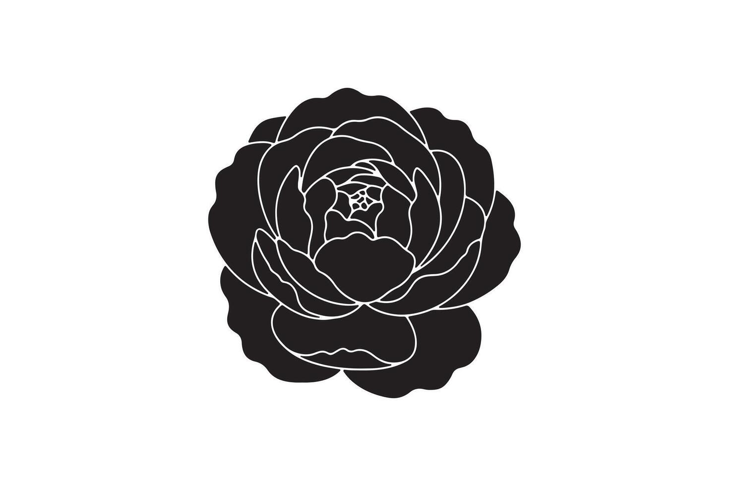 Minimalist Full Bloom Graphic - Decorative Blossom Silhouette vector