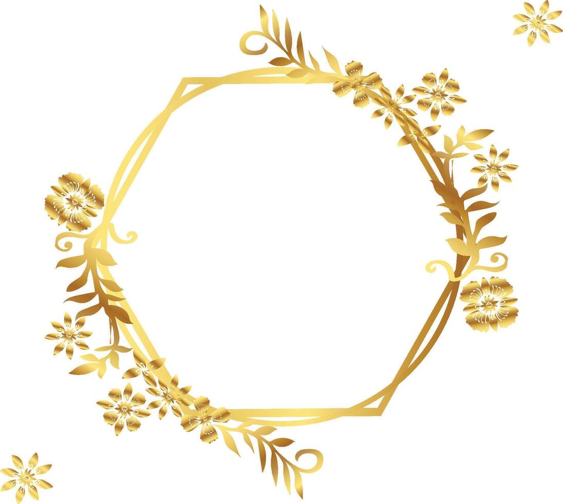 Golden floral frame vector