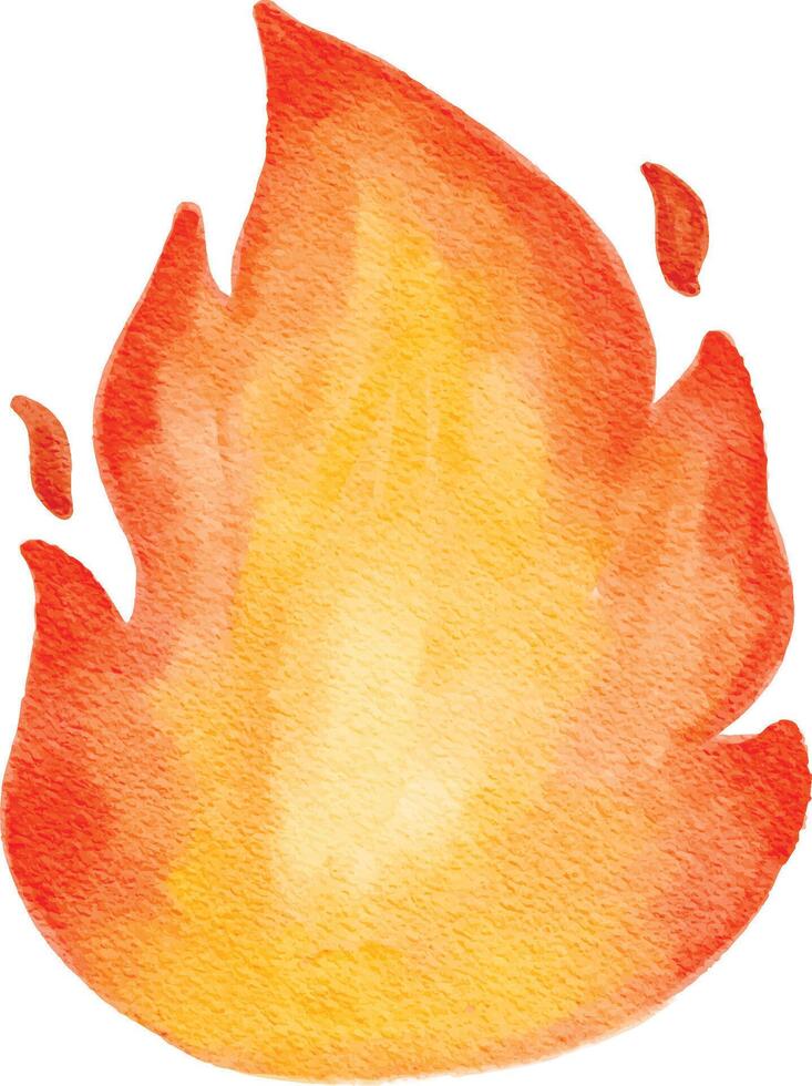 fire flame watercolor illustration isolated on white vector
