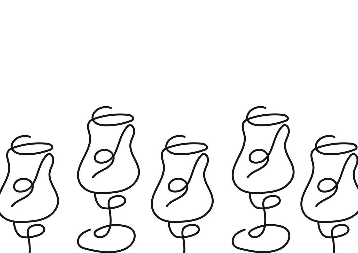 poster with a figured glass for various drinks drawn with several lines in line art style vector