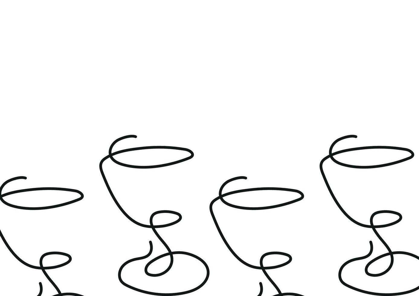 poster with a figured martini glass drawn with several lines in line art style vector
