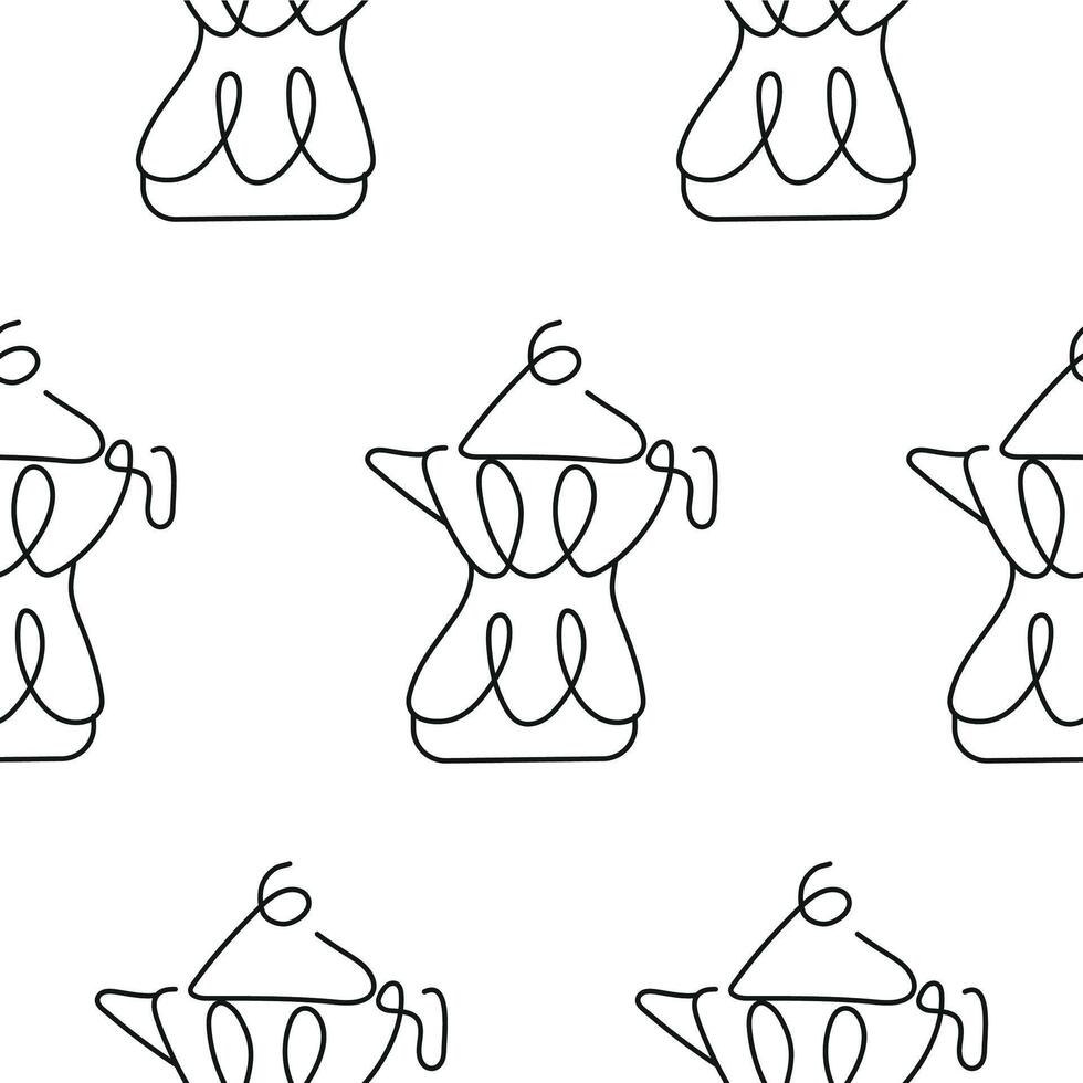 pattern with a teapot icon for making different types of coffee in line art style, for logos and other designs vector