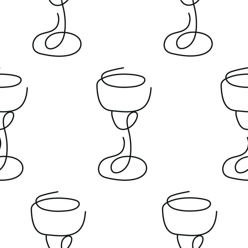 pattern with drinking glasses in the shape of a tulip glass for various drinks drawn with several lines in line art style vector