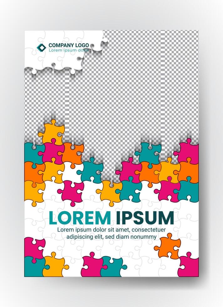 Annual report brochure, flyer design, Leaflet cover presentation abstract flat background, book cover templates, Jigsaw puzzle image. vector