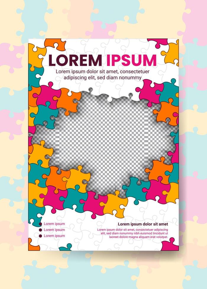 Annual report brochure, Jigsaw puzzle, flyer design, Leaflet cover presentation abstract flat background, book cover templates. vector