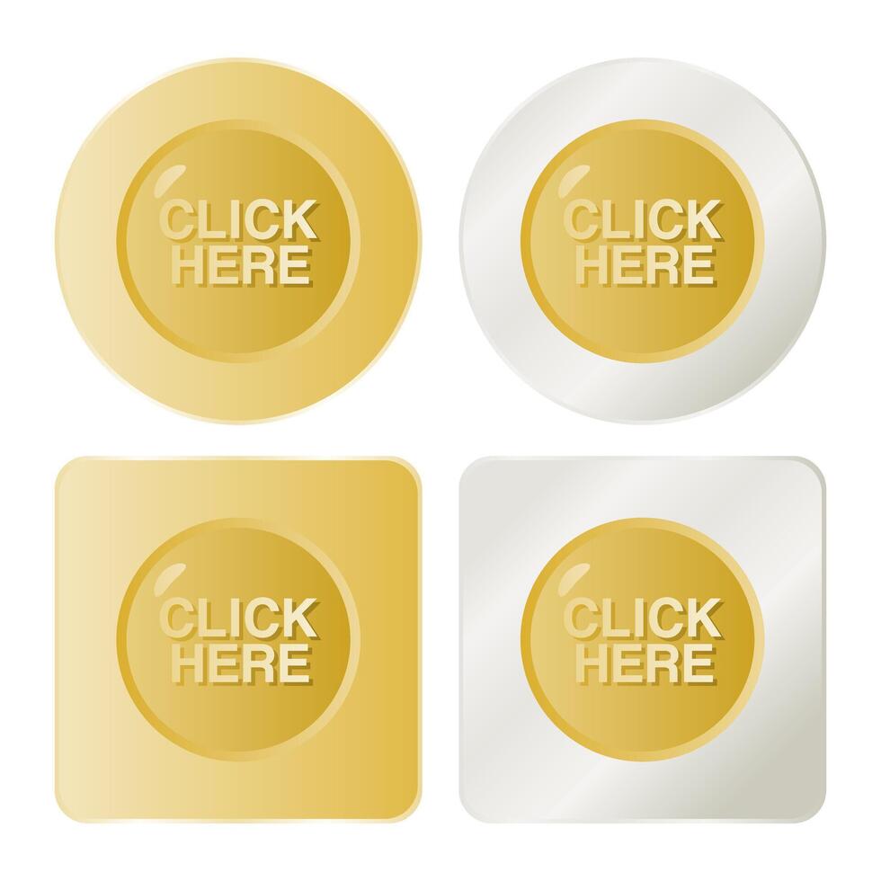 Click Here Button on White Background. Shiny Button Icon. Simple Click Here Button. vector