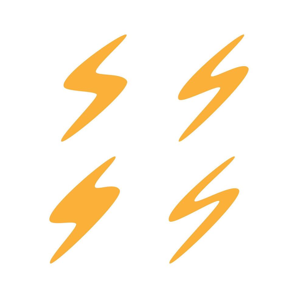 Orange lightning flash thunderbolt icon isolated flat style. vector