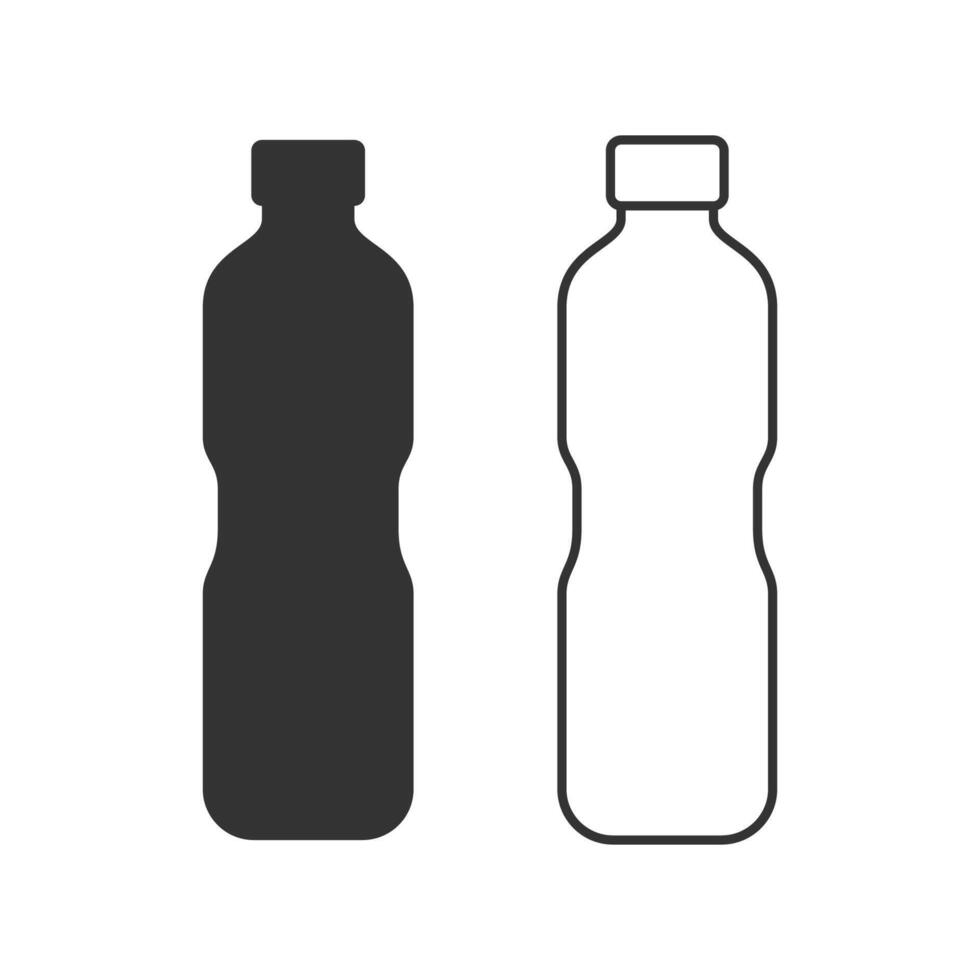 Bottle set black and outline shape isolated flat style. vector