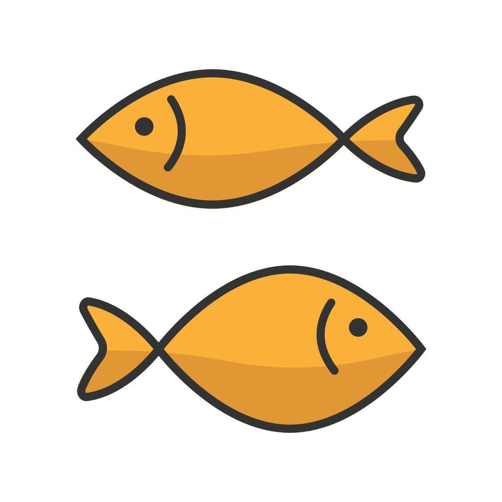 Orange fish icon set isolated flat style. vector