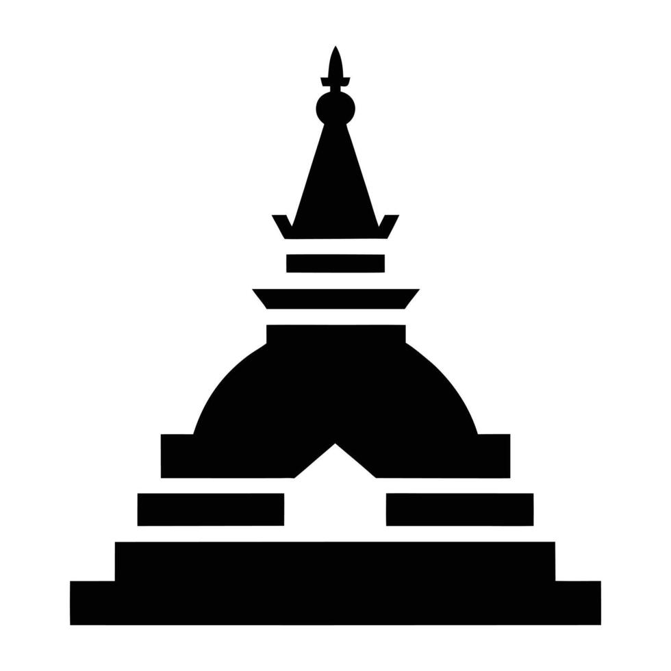 a black and white illustration of a pagoda. vector