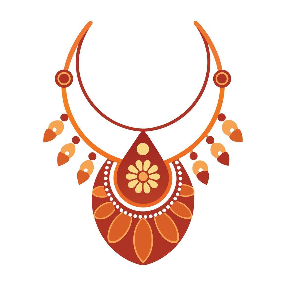 an illustration of a necklace with a flower vector