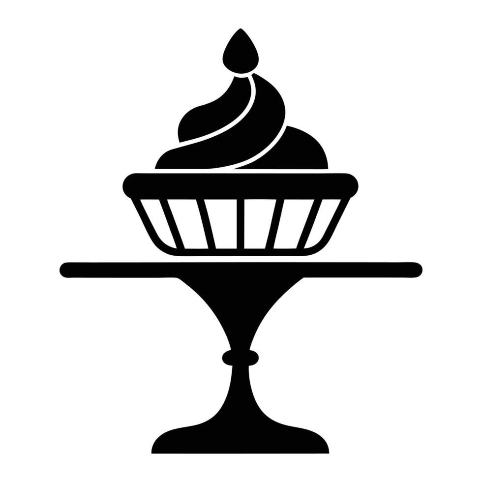 a black and white illustration of a cake on a pedestal vector