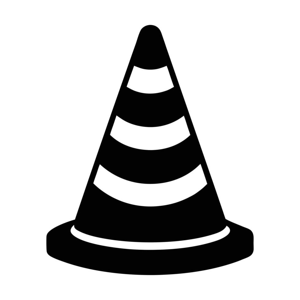 a black and white traffic cone icon on a white background vector