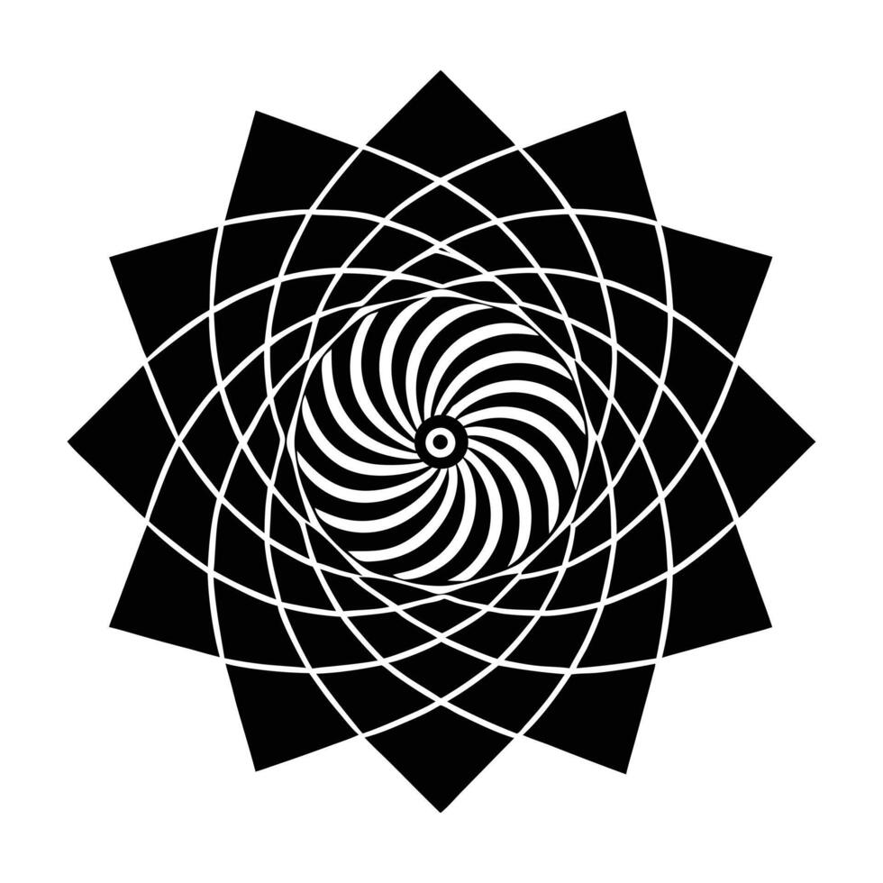 a black and white image of a spiral design. vector