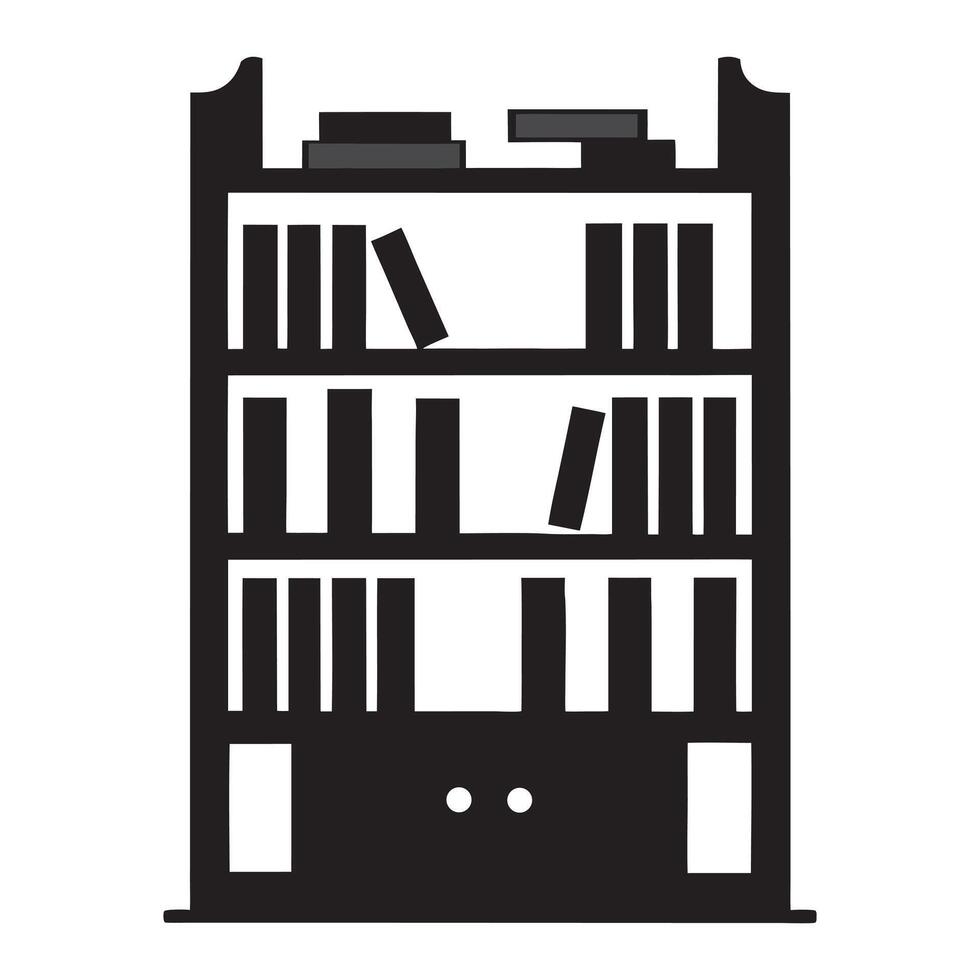 a black and white illustration of a bookcase vector