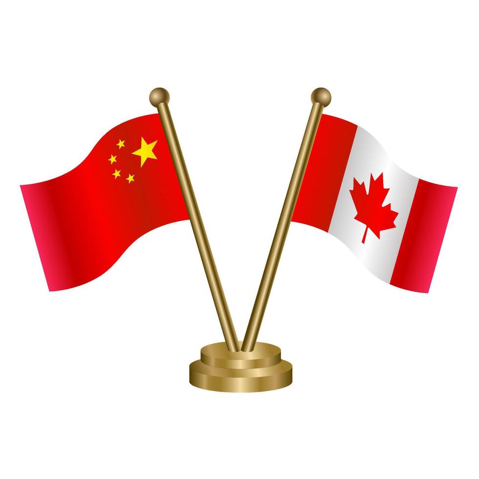 China and Canada table flag. vector