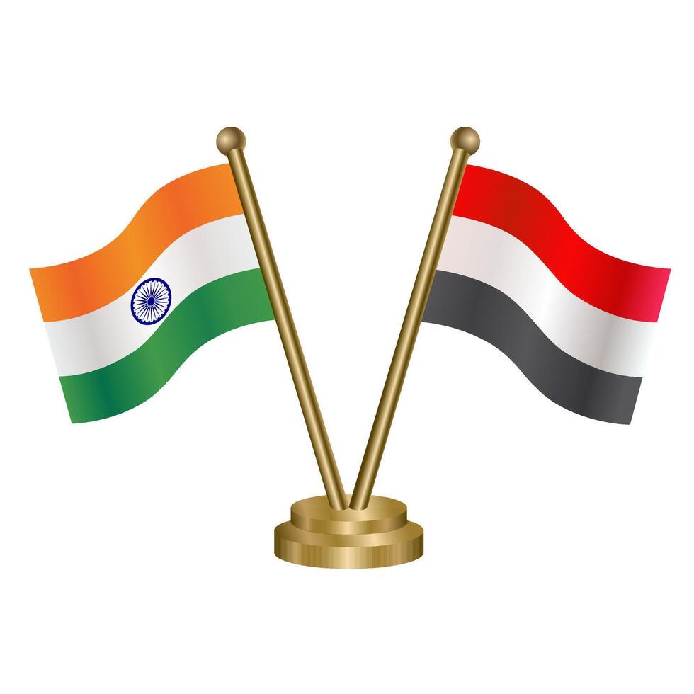 India and Yemen table flag relation. vector