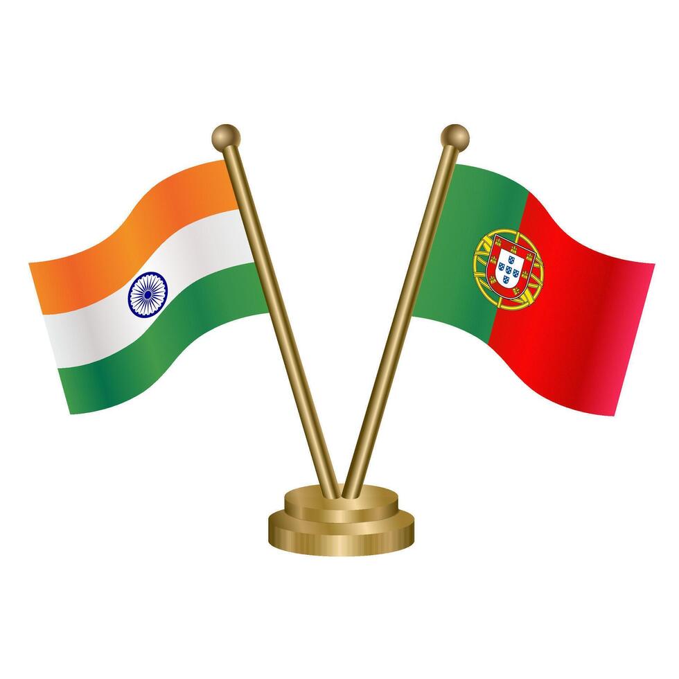 India and Portugal table flag relation. vector