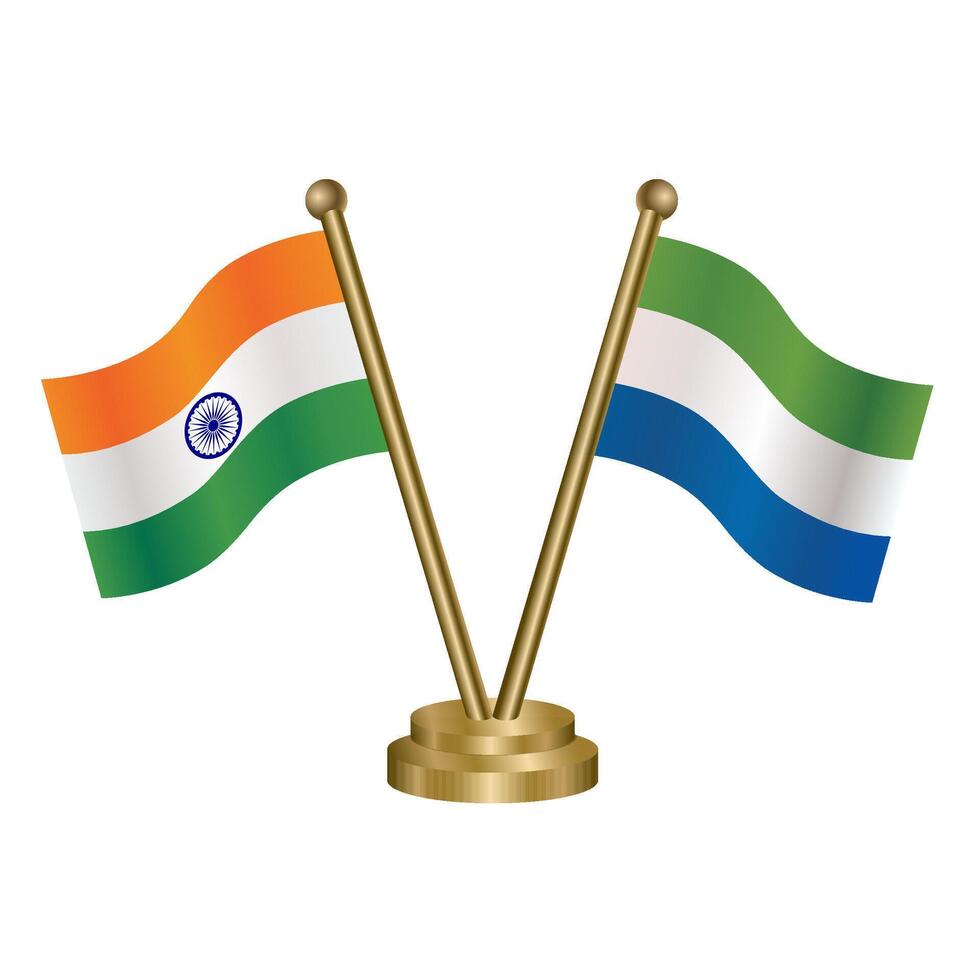 India and Sierra Leone table flag relation. vector