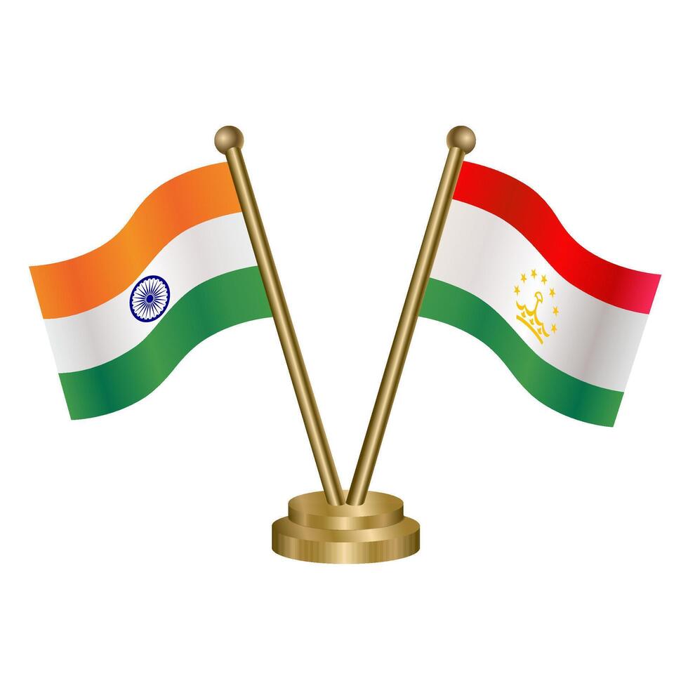 India and Tajikistan table flag relation. vector