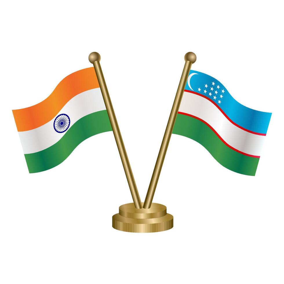 India and Uzbekistan table flag relation. vector