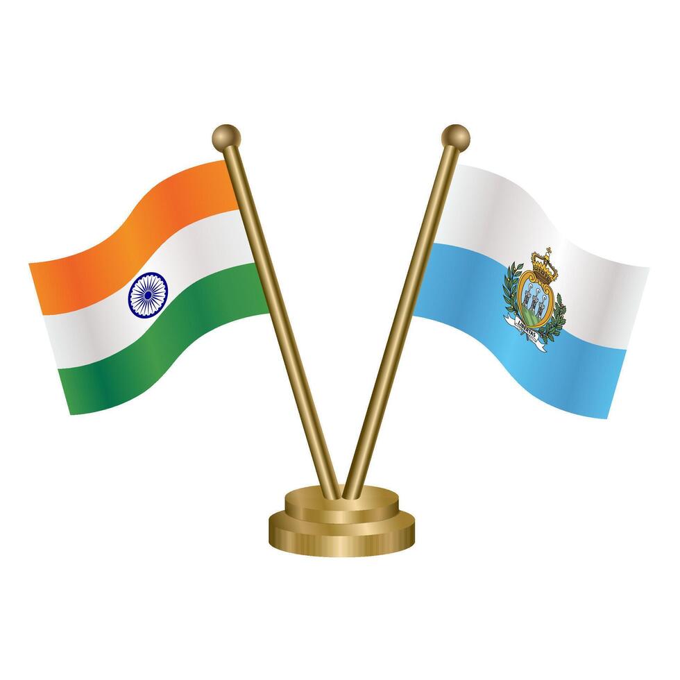 India and San Marino table flag relation. vector